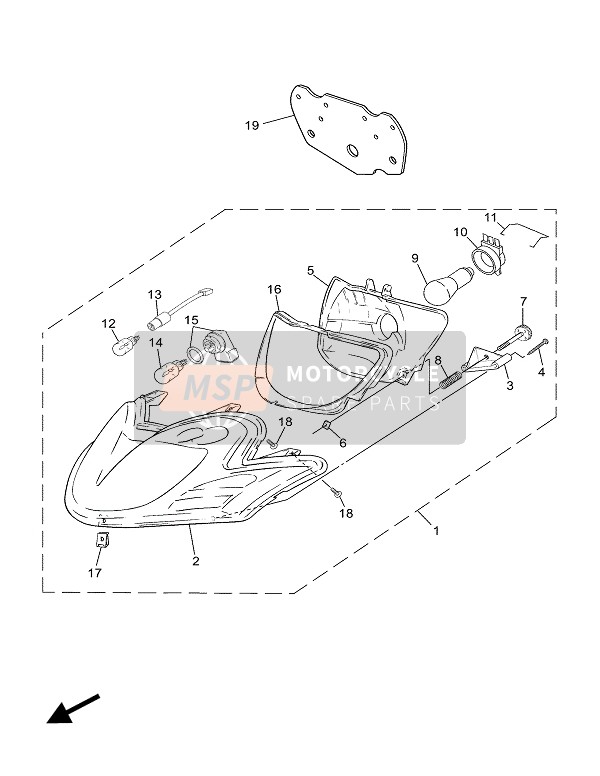 Yamaha CS50Z JOG RR 2004 Headlight for a 2004 Yamaha CS50Z JOG RR